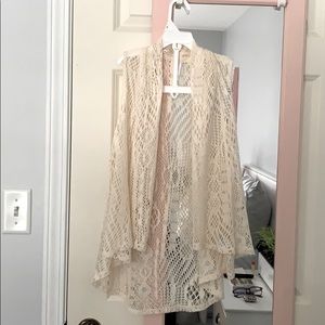 Lacy Cream Cardigan Vest